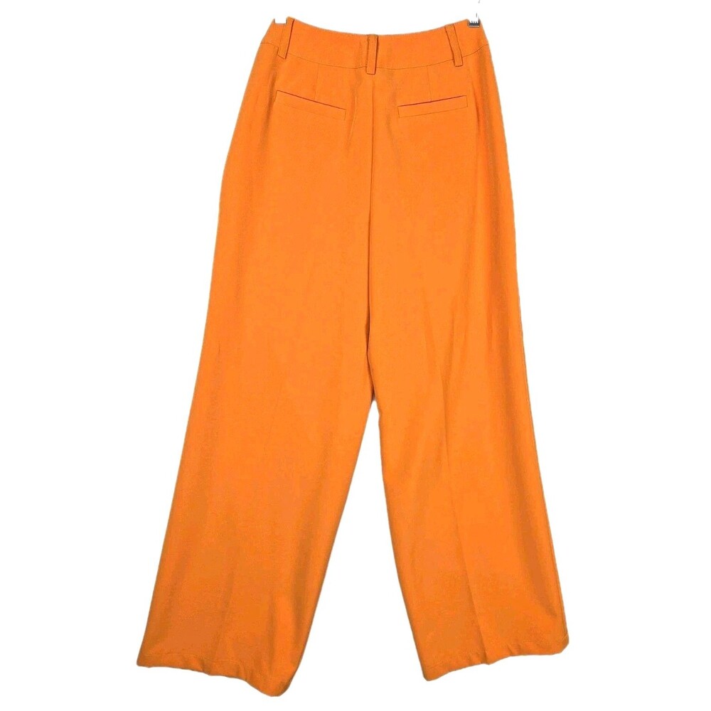 Karl Lagerfeld High Waisted Wide Leg Trouser Pants Pleated Flowy Orange Preppy - Picture 6 of 10